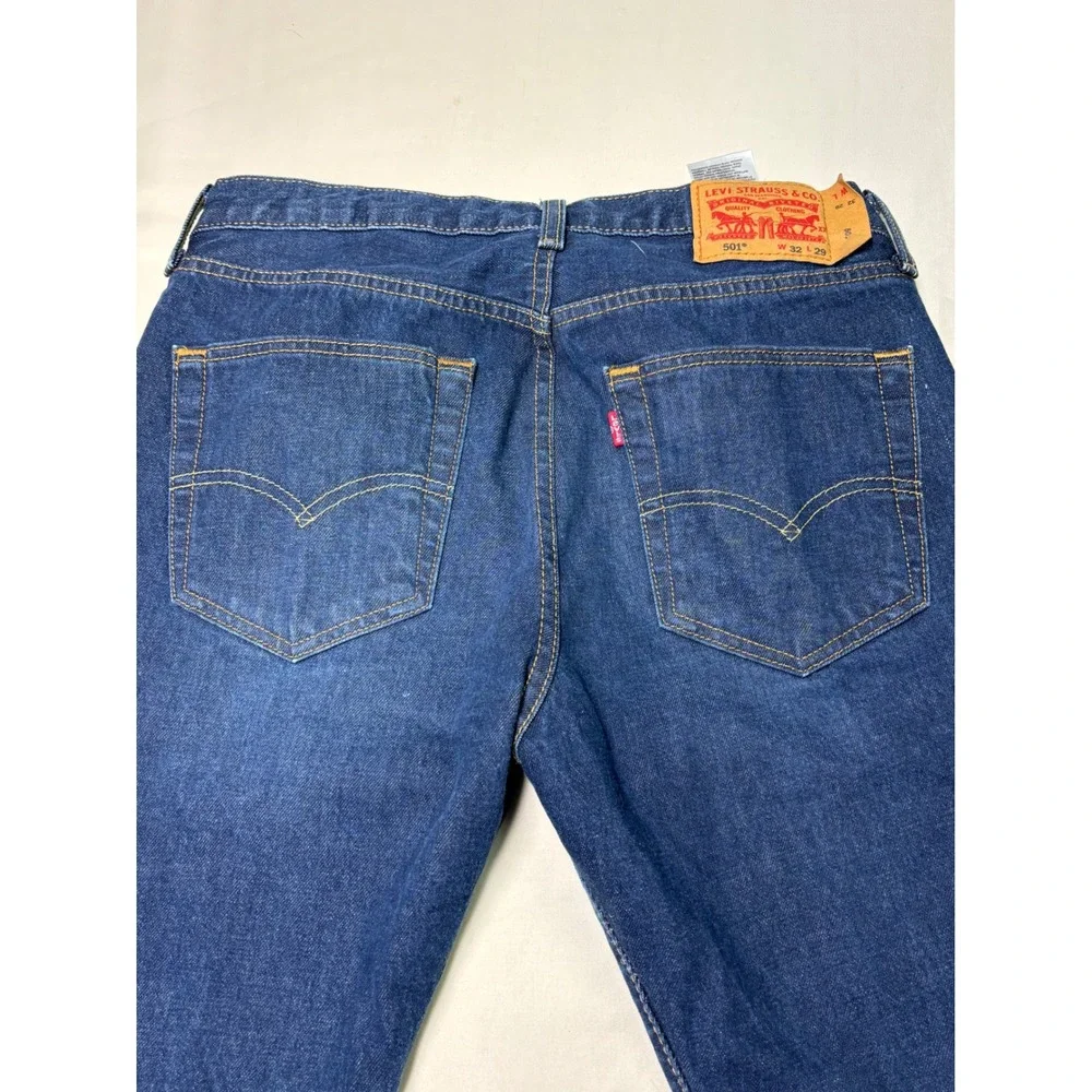 Levi's 501 Mens Dark Wash Button Fly Straight Leg‎ Jeans W32 L29